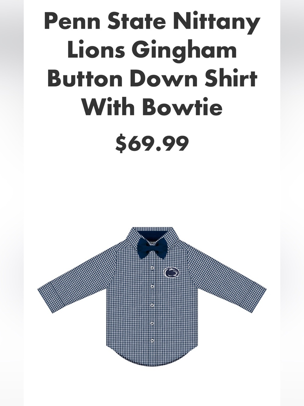 Bow-Tie Penn State Baby Shirt